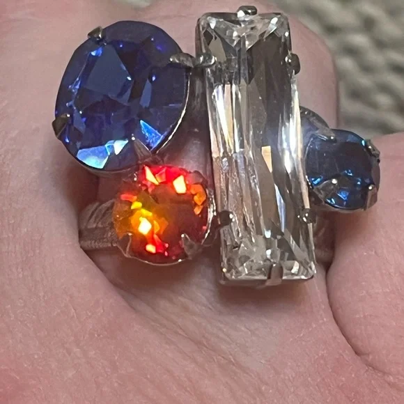 Sorrelli Blue and Red Crystal Ring - Picture 7 of 11